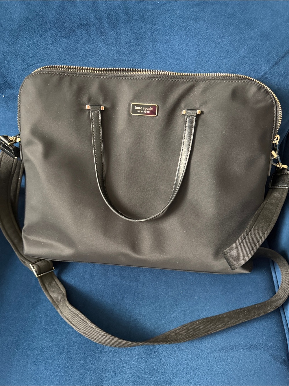 Kate Spade Black Nylon briefcase tote with Crossbody Strap